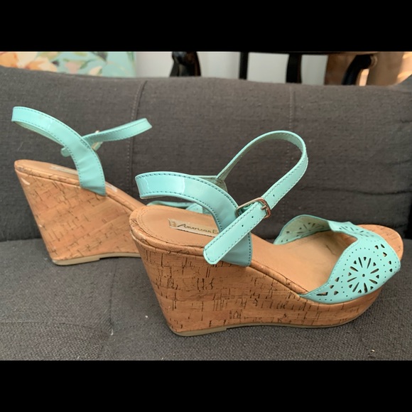 American Eagle mint cork wedges heels size 8 - Picture 3 of 7